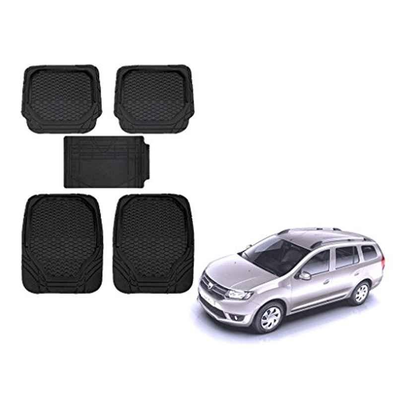 Kozdiko 8855TW 5 Pcs Rubber Black Rubber Car Mat Set for Mahindra Renault Logan