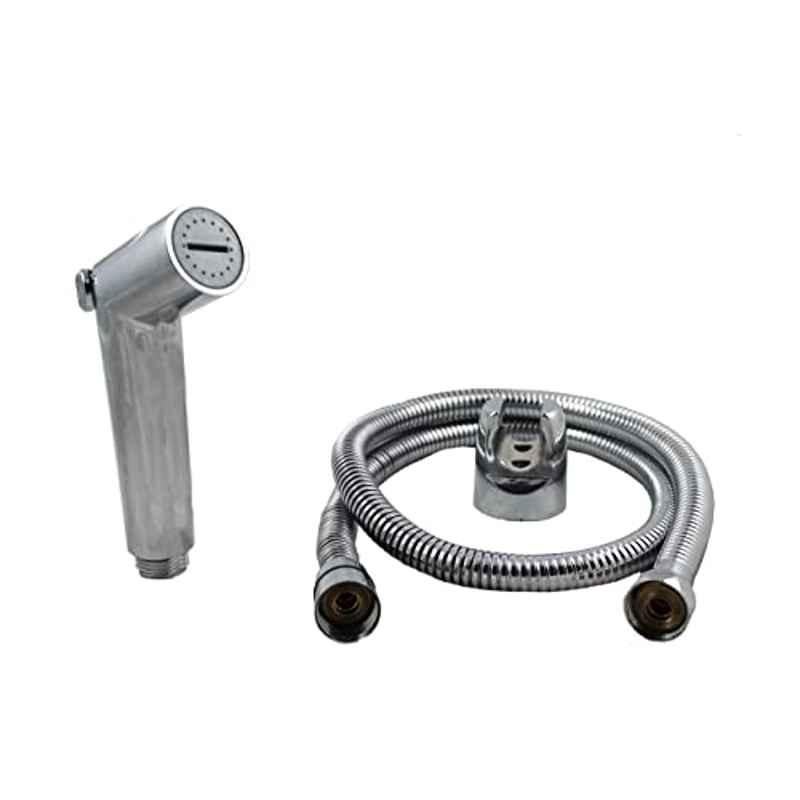 Elegant Casa ABS Health Faucet with Wall Hook & 1m Stainless Steel Braided Rubber Hose Pipe, Roller 1834