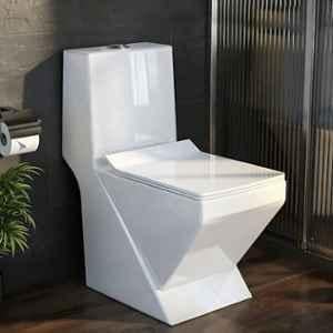 Plantex Fusion Ceramic White S Trap Western Commode with Soft Closing Seat Cover, APS-744