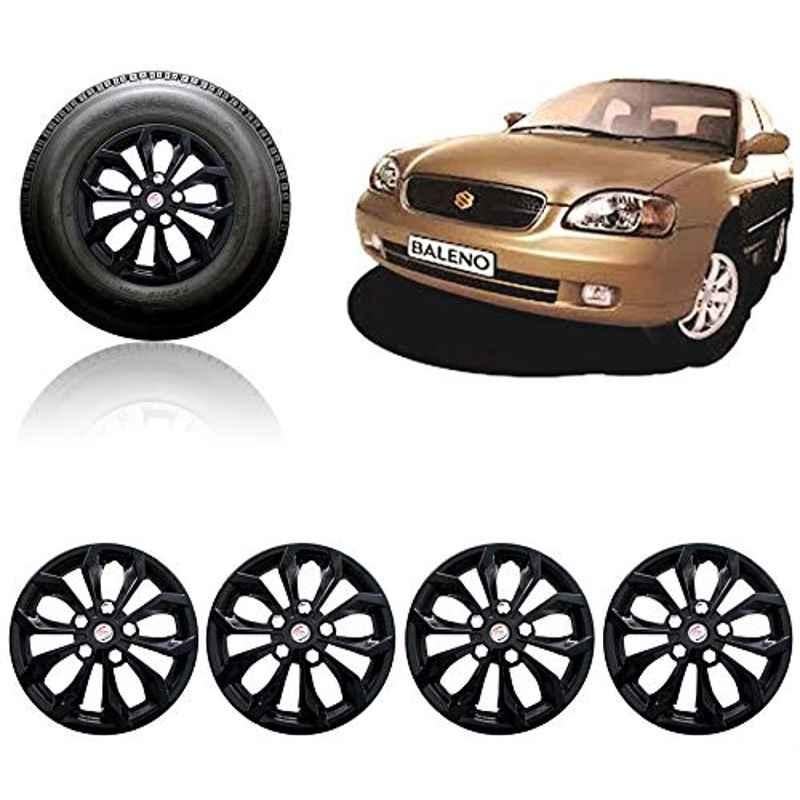 Auto Pearl 4 Pcs 13 inch ABS Black Press Fitting Wheel Cover Set Caps for Maruti Suzuki Baleno Old