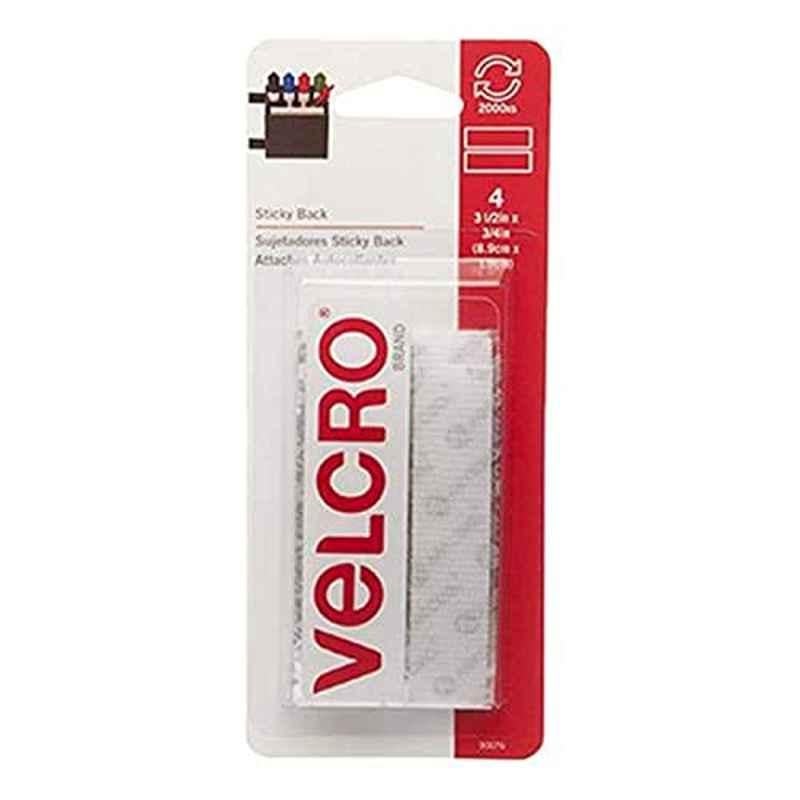 Velcro 3x0.9x7.2 inch White Sticky Back Strip Fastener