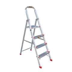 EMAC 4 Step Aluminium Silver Anti Slip Folding ESL Ladder with Platform, ESL-4
