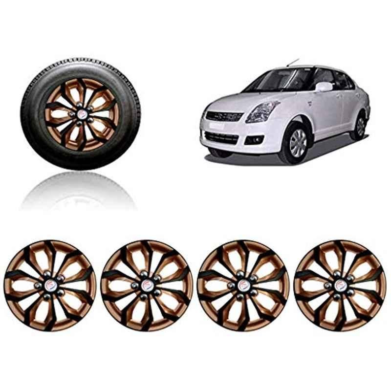 Auto Pearl 4 Pcs 14 inch ABS Black & Copper Press Fitting Wheel Cover Set for Maruti Suzuki Swift Dzire Type-1