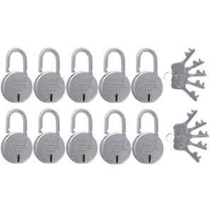 Foora 10 Pcs Silver Metal Door Padlock Set with 10 Common Keys