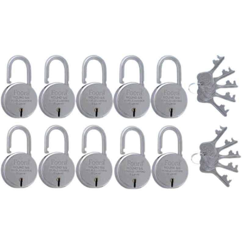 Buy Foora 10 Pcs Silver Metal Door Padlock Set with 10 Common Keys