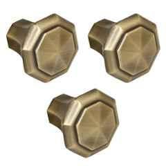 Plantex Knobs for Drawer/Octagon Shape Drawer Knobs/Knobs for Cabinets/Pull-Push Knobs for Kitchen/Bedroom Drawer (Pack of 3) DTK-302, Antique Brass