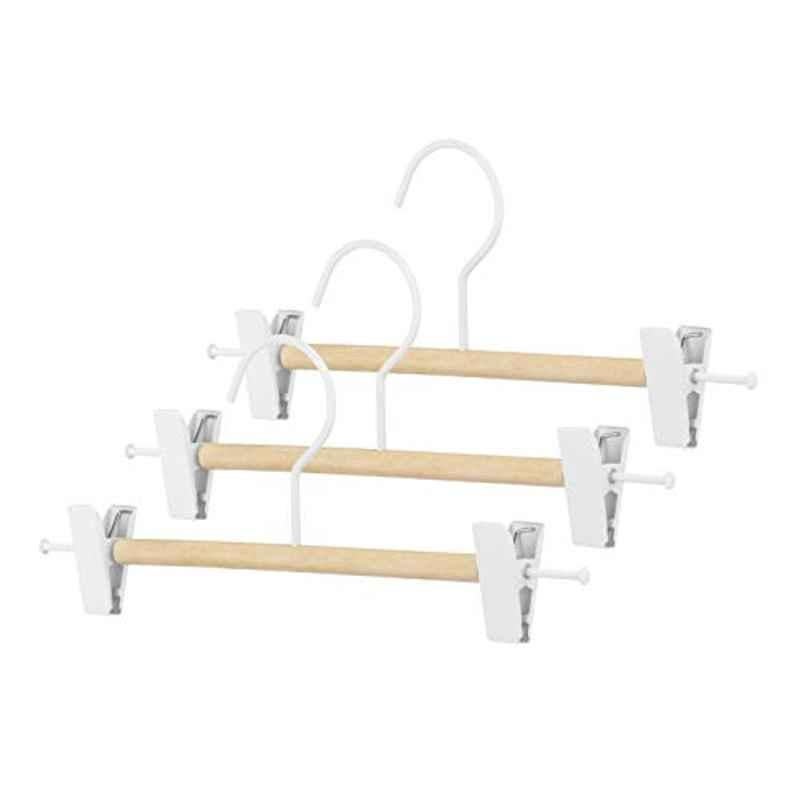 Whitmor 3Pcs Frosted Wire & Wooden White Skirt Hanger Set, 6227-10261-3
