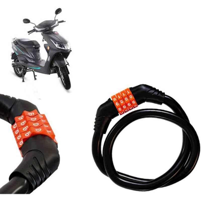 Auto Pearl Black & Orange 4 Digit Anti-Theft Combination Number Lock for Electric Atria