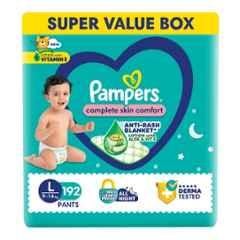 Pampers 192 Pcs All Round Protection Baby Diaper Packet with Aloe Vera & Vitamin E, Size: Large