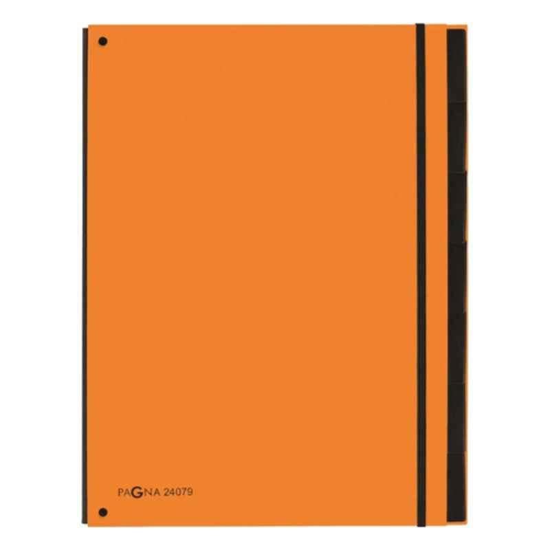 Pagna 24079-09 FS Orange/Black 7 tabs Filing Book with elastic fastener
