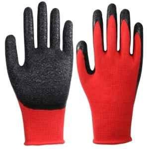 SSWW Red Latex Shell with Black Crinkle Palm Coated Gloves