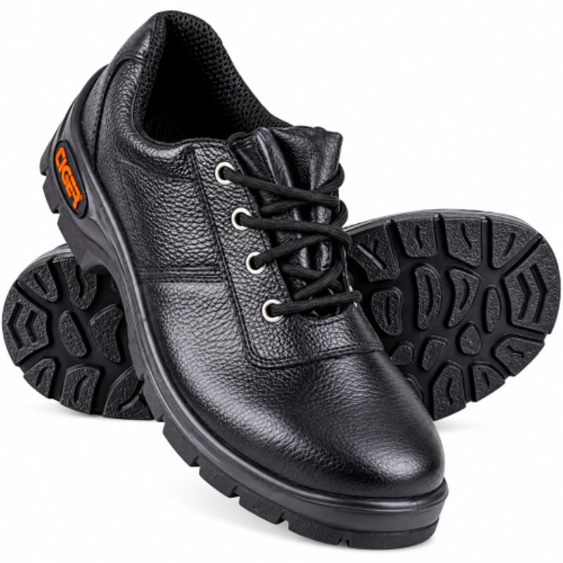 Tiger Lorex Steel Toe PU Sole Black Work Safety Shoes, Size: 10