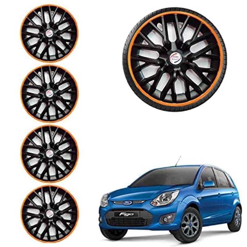 Auto Pearl 4 Pcs 14 inch ABS Black & Orange Car Wheel Cover Set for Ford Figo Type2 Phoenix