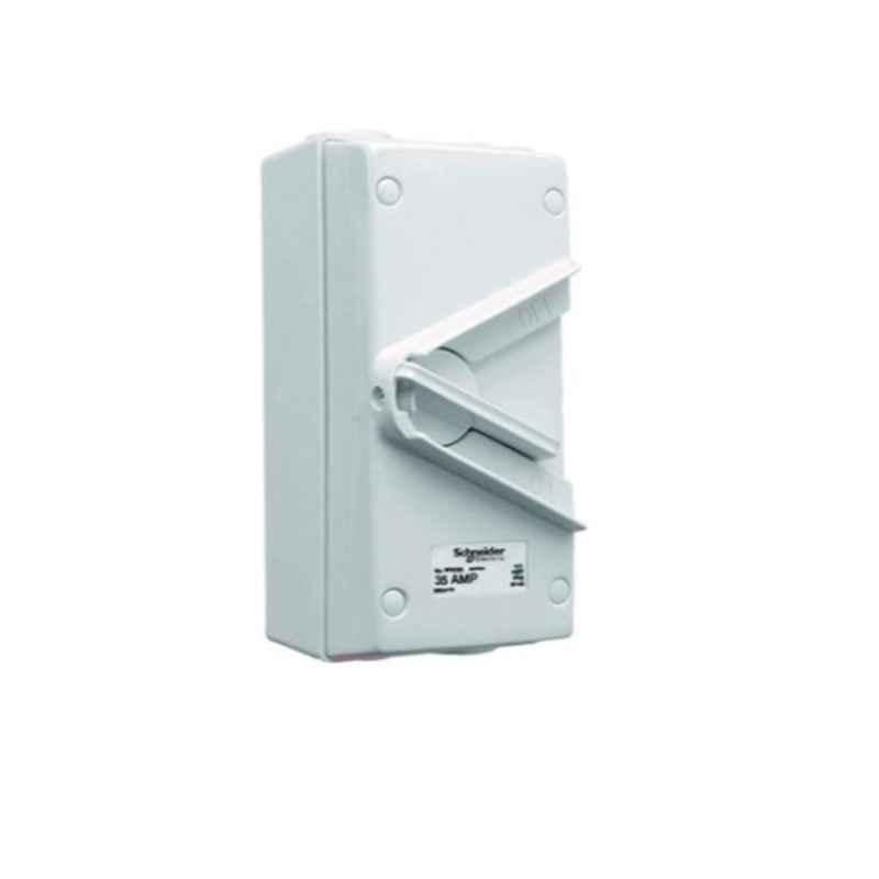 Schneider 35A 440V IP66 Weatherproof Double Pole Surface Mount Isolating Switch