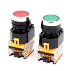 Dehmy 10A 400V 22mm Plastic Red & Green DPST Push Button Switch with 1NO+1NC Contacts, LA38-203