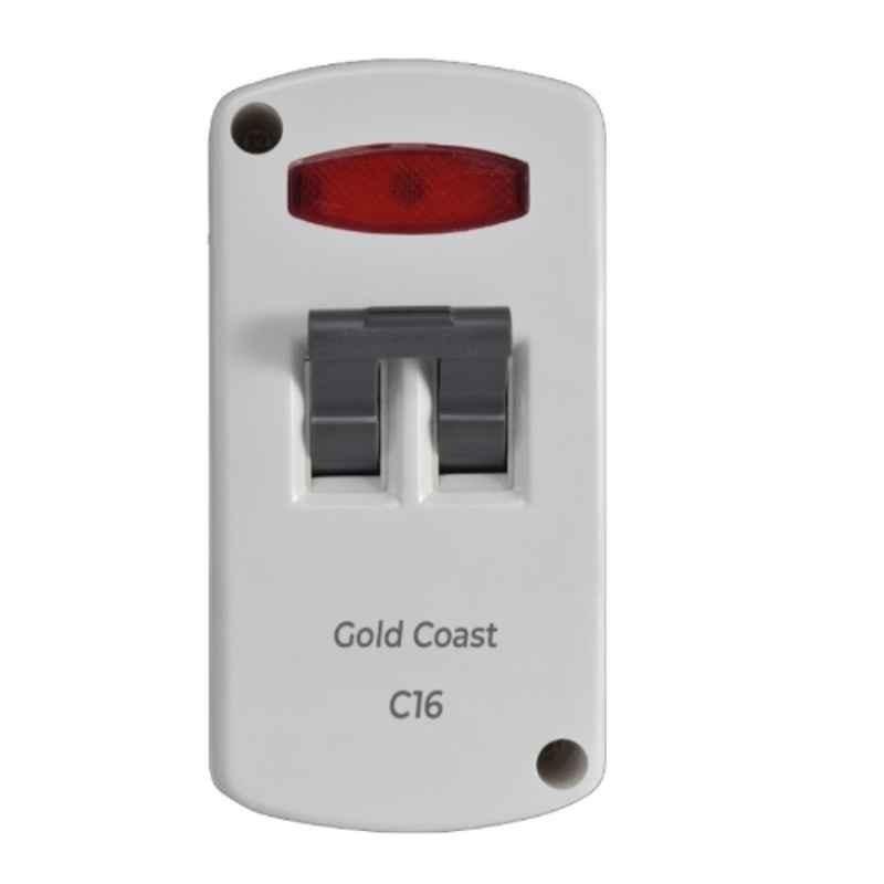 Gold Coast 32A Polycarbonate White Double Pole Switch, 2188-WH
