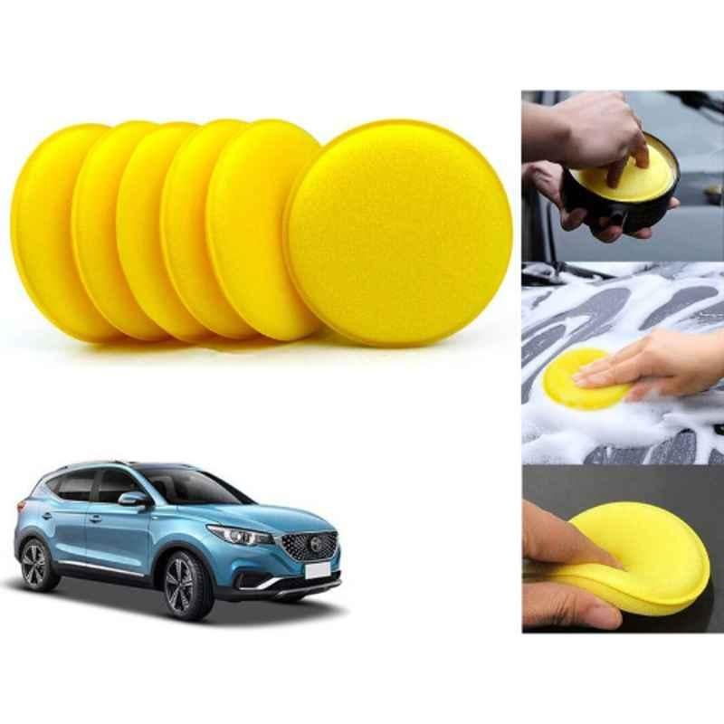 Auto Pearl Polyurethane Beige Washing & Waxing Polish Foam Sponge for EZ EV (Pack of 6)