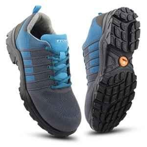 Fuel Aqua Fabric Steel Toe Blue Safety Shoes with PU Single Density Sole, Size: 7