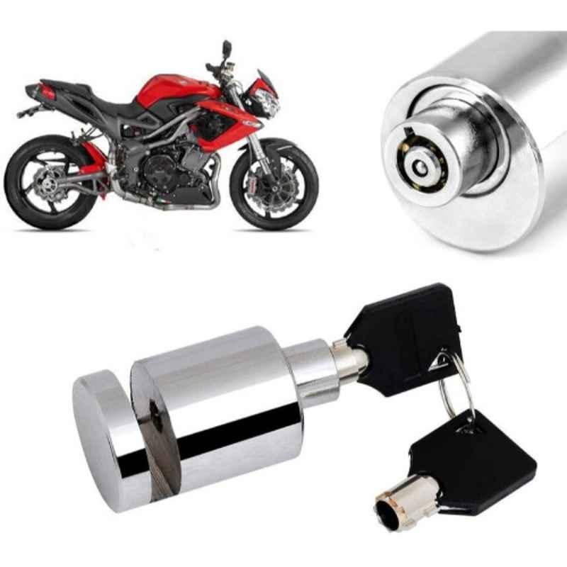 Auto Pearl Stainless Steel Silver Heavy Duty Anti Theft Motorcycle Disc Brake Lock, Lock-087