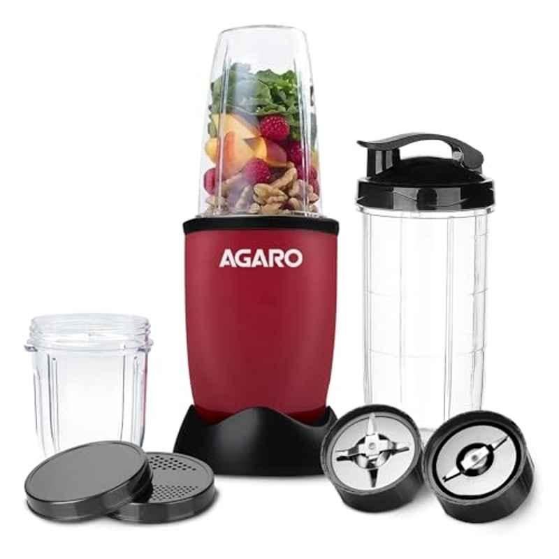 AGARO Regal 400W Plastic Red & Black Nutri Blender with 3 Jars, 34011