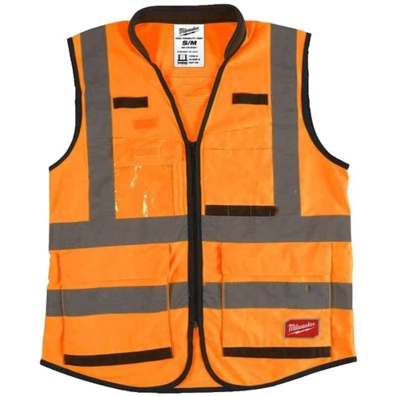 Milwaukee 4932471898 Orange Premium High-Visibility Safety Vest, Size: S/M