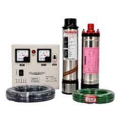 Balaji Prakash 1.5HP 10 Stage Single Phase Pure Copper Water Filled Submersible Pump with Control Panel, 60m Safety Wire & 50m Submersible Cable