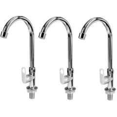 Senkiddpro Stainless Steel 360 Chrome Finish Deck Mounted 360 Degree Moving Swan Neck Tap (Pack of 3)