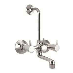 IRIS Flora Brass Chrome Finish Silver Wall Mixer with L Bend Pipe & Flanges