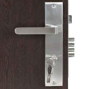 Handle Waala LB303 10 inch 60mm Stainless Steel Silver Cylindrical Plate Both Side Key Mortise Door Lock Set