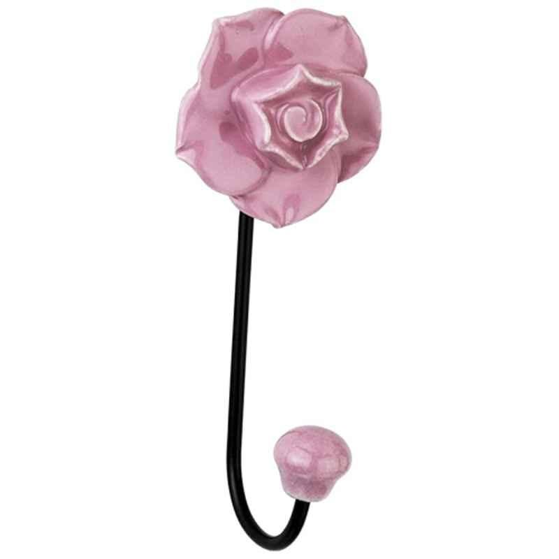 Screwtight C181902PINK-6 140mm Ceramic Pink Multipurpose Rose Floral Hook (Pack of 6)