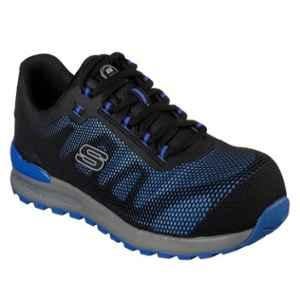 Skechers Bulklink 77180 Synthetic Leather Composite Toe Blue & Black Work Safety Shoes, Size: 6