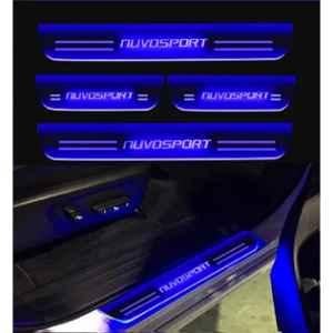 SureStrive 4 Pcs Acrylic Car Side Footstep Set with Blue LED Door Sill Scuff Plate for Mahindra NuvoSport All Model