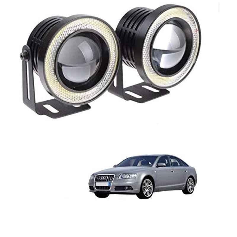 Kozdiko 2 Pcs 15W 3.5 inch High Power White LED Projector COB Fog Light Set with White Angel Eye Ring for Audi A6, koz_89254