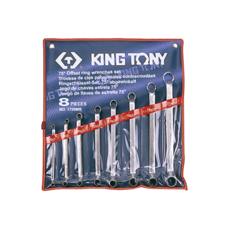 King Tony 8 PCS Offset Ring Wrench Set, 1708MR