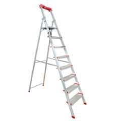 EMAC Pro 8 Step Aluminium Silver Anti Skid Folding Ladder with Tool Tray & 5 inch Wide Step, EMP-8