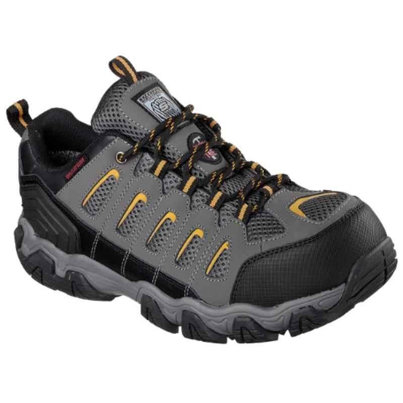 Skechers 77051 Leather Steel Toe Grey Work Safety Shoes, Size: 11