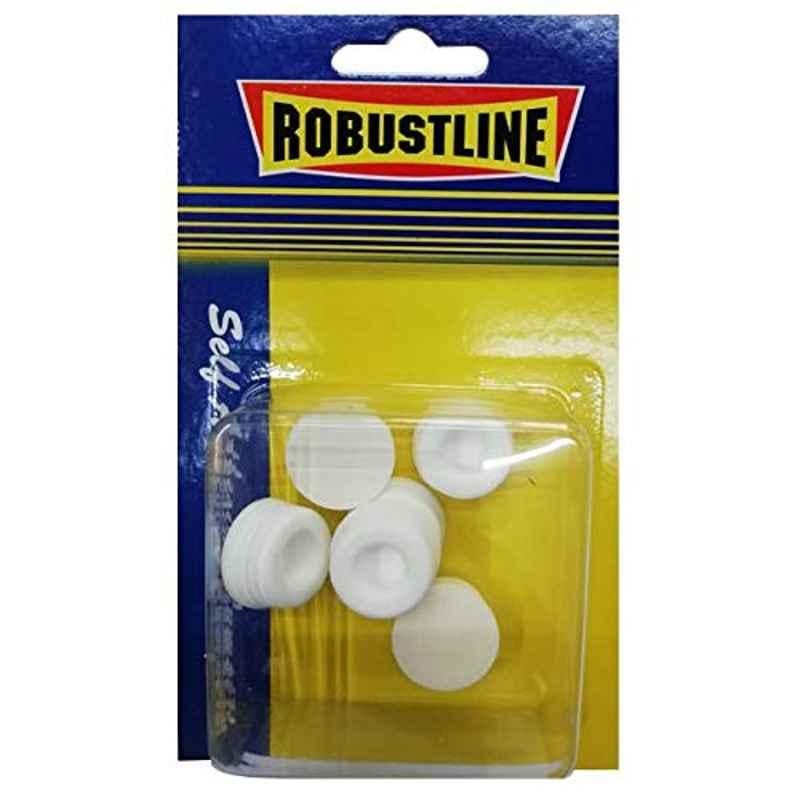 Robustline Self Adhesive Rubber Bumper -Blister Pack White-6 Pcs