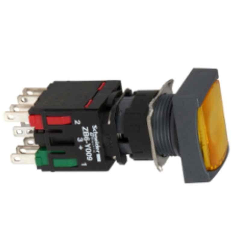 Schneider Harmony 1NO+1NC Red Rectang Flush Spring Return Complete Illuminated Push Button, XB6DW4B5B