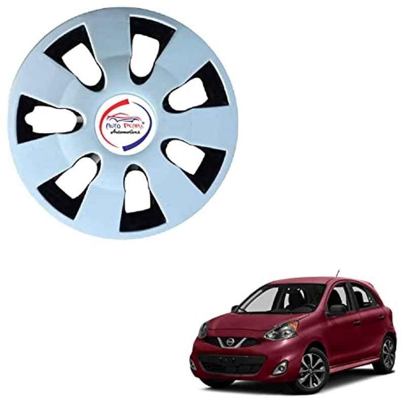 Auto Pearl 4 Pcs 14 inch ABS Black & Silver WGR36 Hubcap Wheel Cover Set with Retention Ring for Nissan Micra 2015