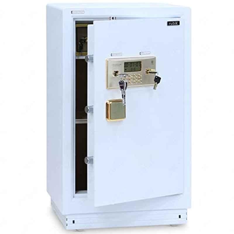 Rubik 48x42x80cm White Safe Box Large with Key and Combination Lock, RB73MA-W