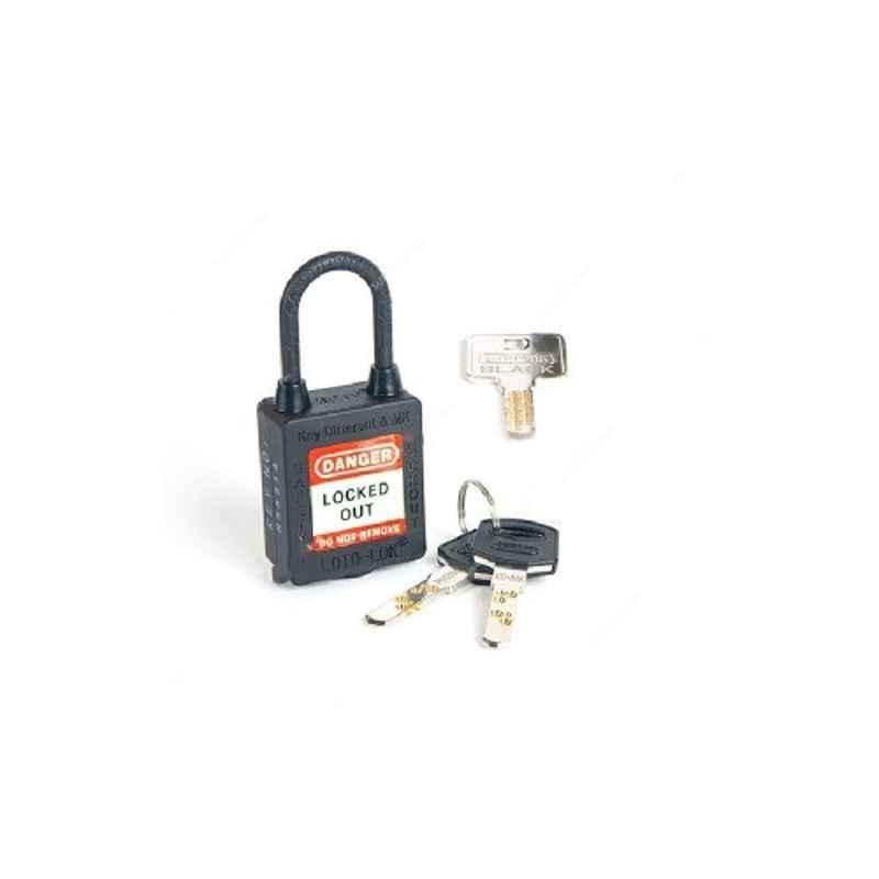 Loto-Lok 40x5mm Nylon Noir Three Point Traceability Lockout Padlock, 3PTPNKDMKN40
