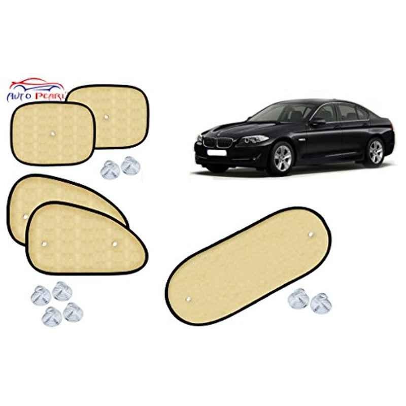 Auto Pearl 5 Pcs PVC & Mesh Beige Window & Rear Sun Shade Set for BMW 520i