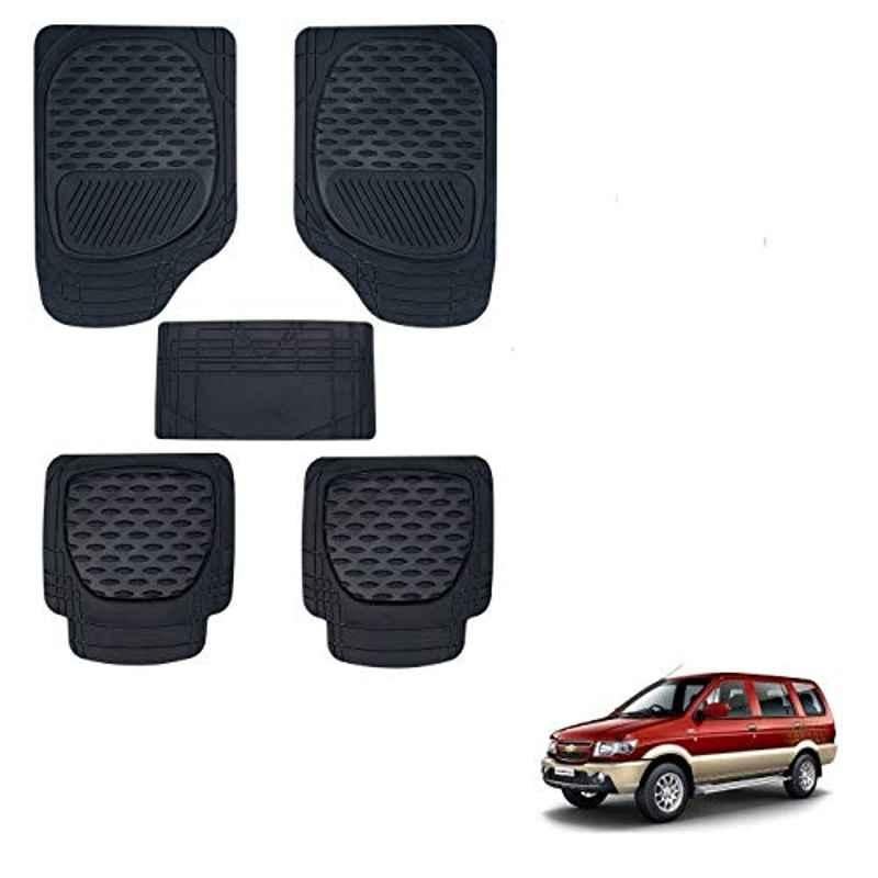Kozdiko 6255 5 Pcs Rubber & PVC Black Heavy Car Foot Mat Set for Chevrolet Tavera