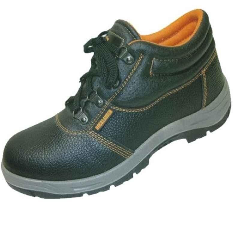 Olympia Rocklander 8055 Ankle Genuine Leather Steel Toe Black Gumboot, Size: 41