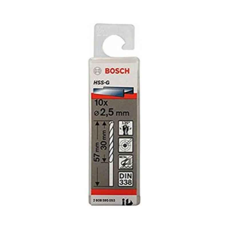 Bosch 10Pcs 2.5mm HSS Silver Drill Bit Set, 2608595053