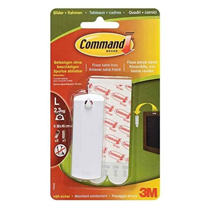 Command 17040 2.3kg Metal White Sawtooth Picture Hanger, Size: Large