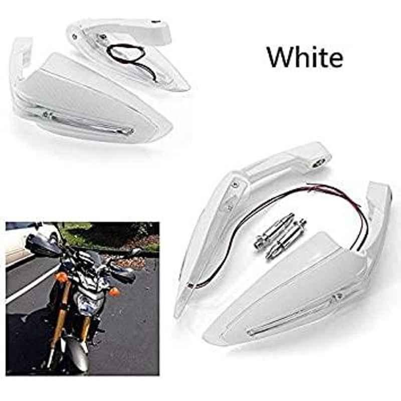 AOW Motorcycle Handguards with Led Light for 7/8 inch Grips - 300 * 140 * 110mm (White) Folding Type Universal for All Bikes TY-23