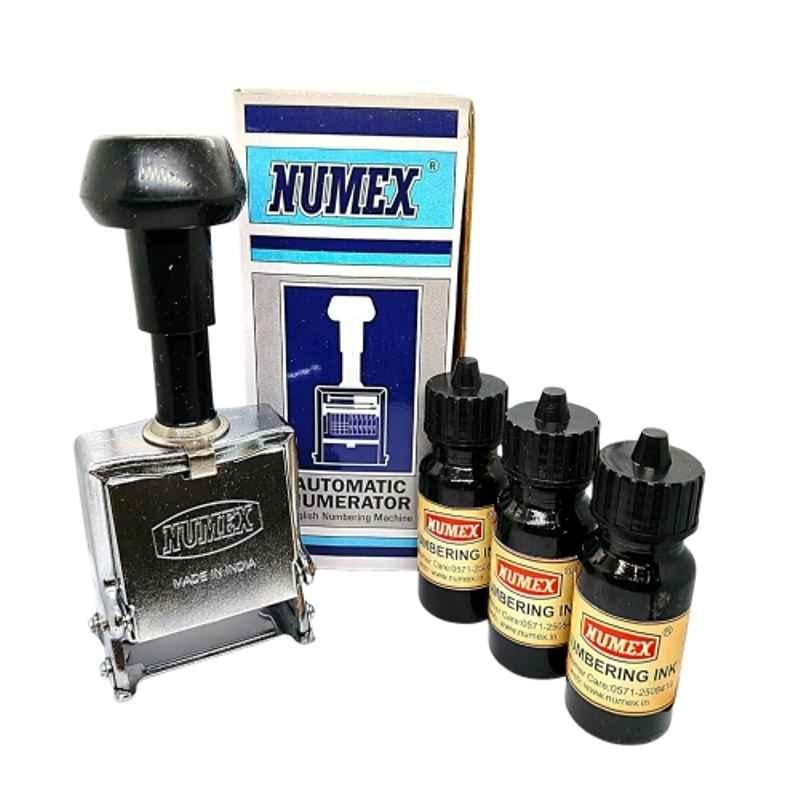 Universal Seal 4 Pcs NUMEX Heavy Duty Super Fast Automatic 6 Digit Numerator Machine with Numbering Ink Set