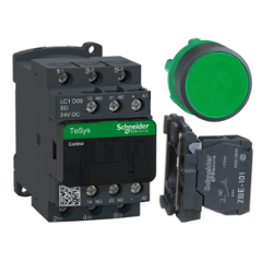 Schneider Electric LC1D09BD 9A 24VDC Contactor Combo with Push Button Head (ZB5AA3) & Single Contact Block (ZB5AZ101)