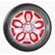 Prigan Vision 4 Pcs 14 inch White & Red Press Fitting Wheel Cover Set for Mahindra KUV100